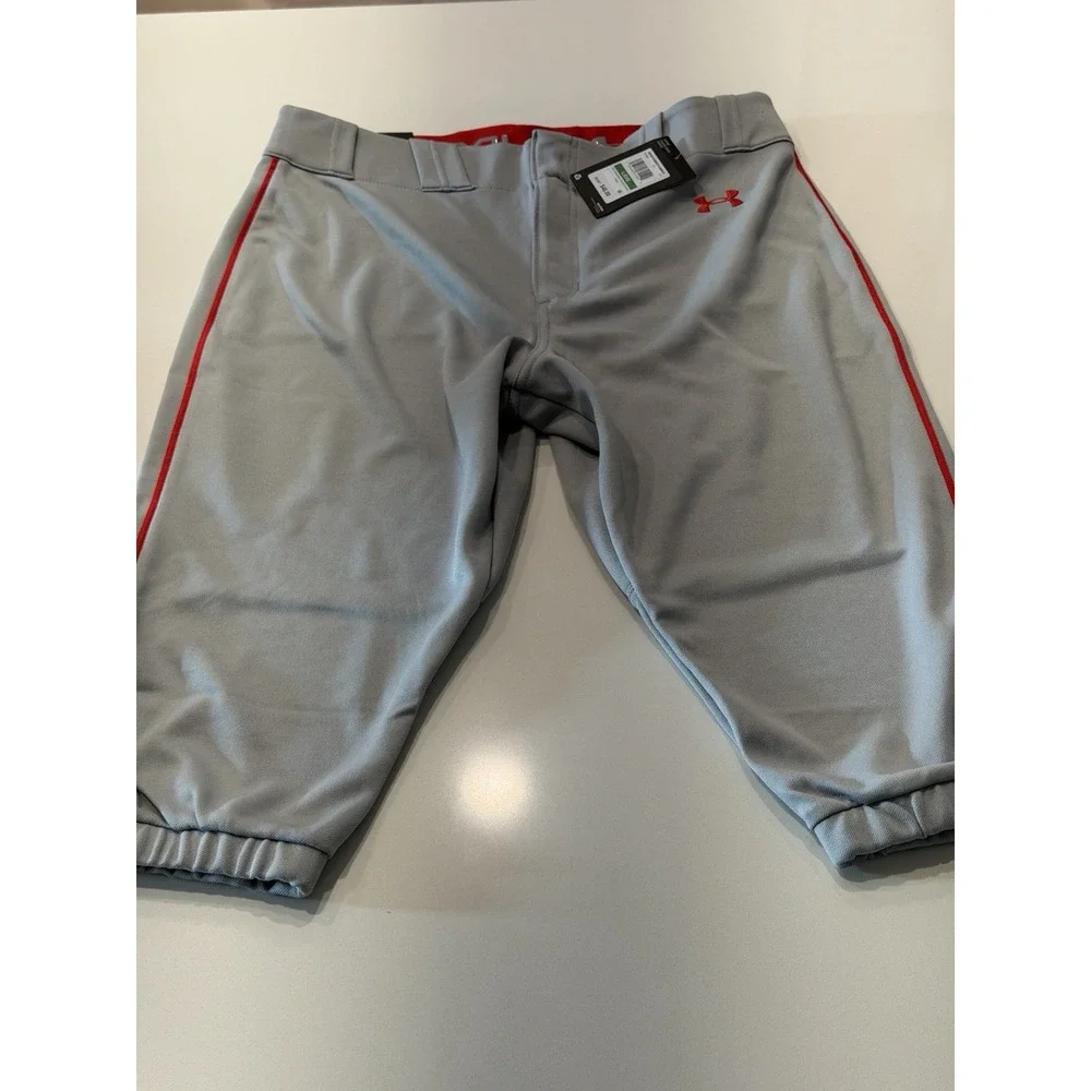 Under Armour Gameday Vanish Piped Baseball Pants Gray Red Mens L 1378697 NWT